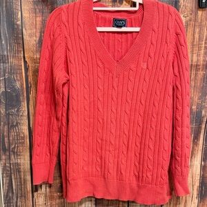 Chaps Women's Coral Cable-Knit V-Neck Sweater